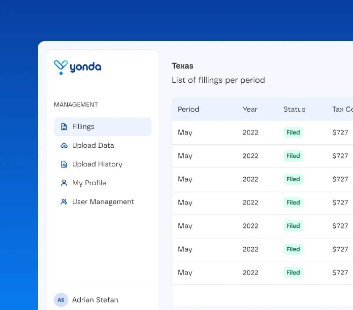 Yonda tax automatic sales tax filing
