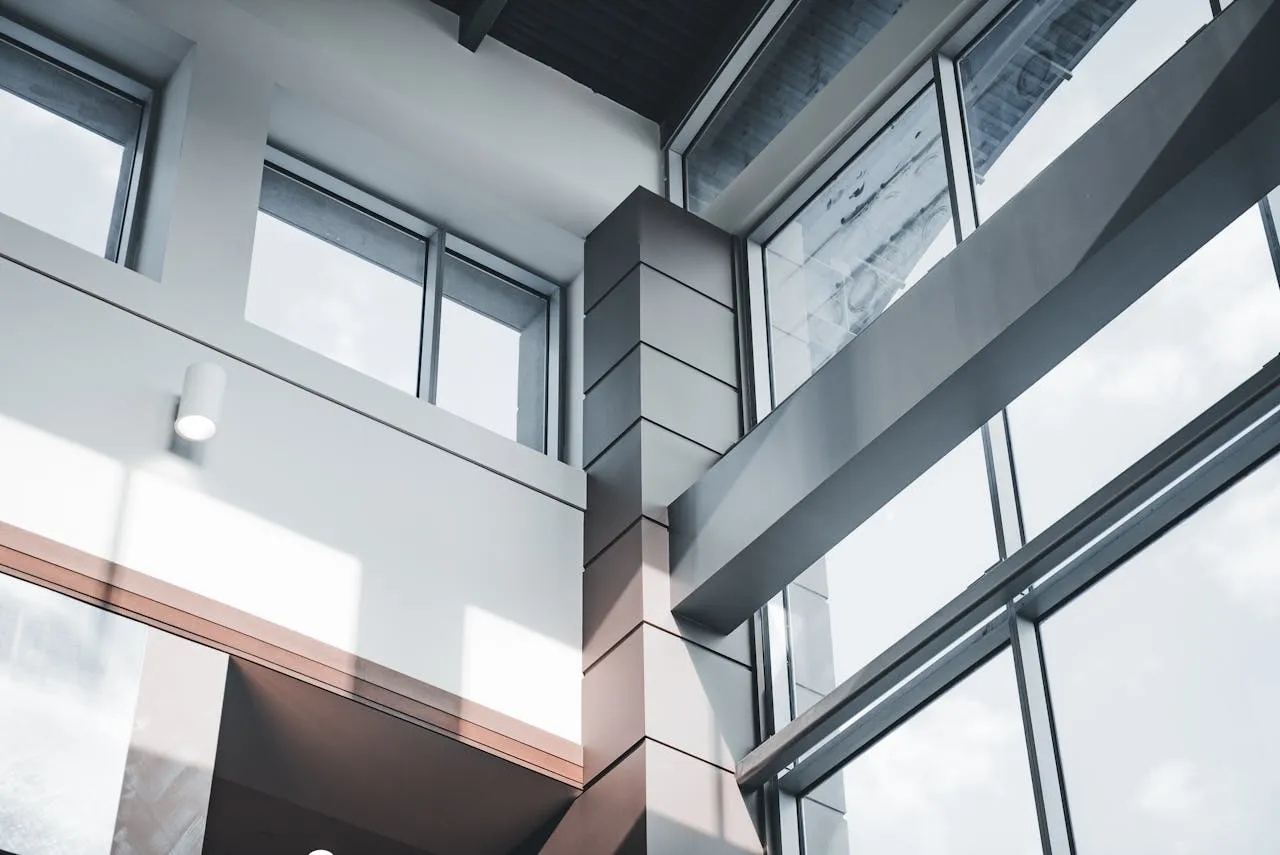 Grey Interior Wall and Windows of a Modern Building